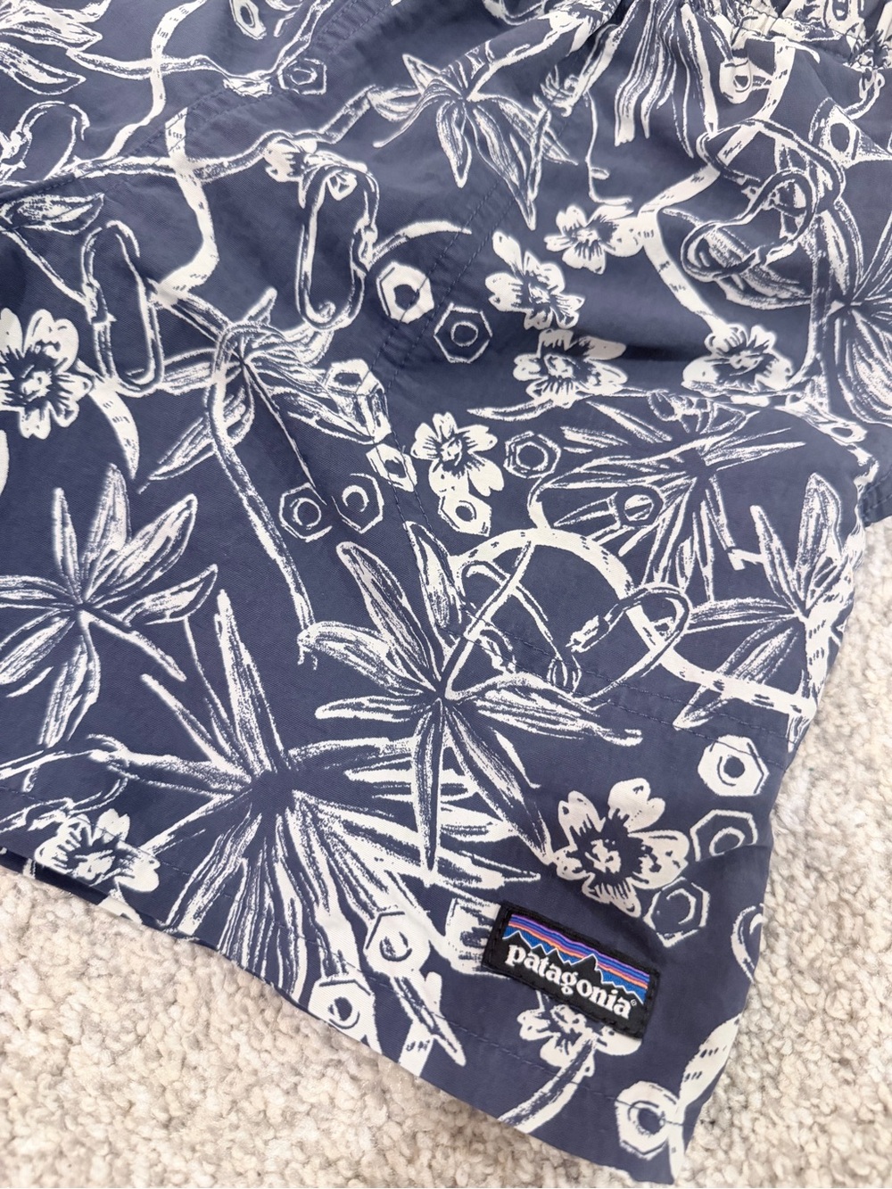 Boy’s Patagonia Navy Floral Swim Shorts - Picture 3 of 4